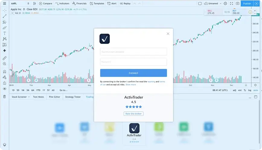 Kết nối tài khoản của bạn.<br />  <br />  Nếu bạn đã đăng nhập vào tài khoản ActivTrades của mình, bạn sẽ được nhắc ủy quyền kết nối. Bây giờ bạn đã kết nối ActivTrades với TradingView!
